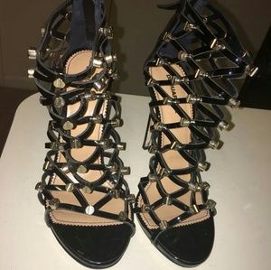 Dsquared2 Black Patent Xenia Caged Platforms